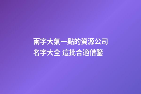 兩字大氣一點的資源公司名字大全 這批合適借鑒-第1張-公司起名-玄機派